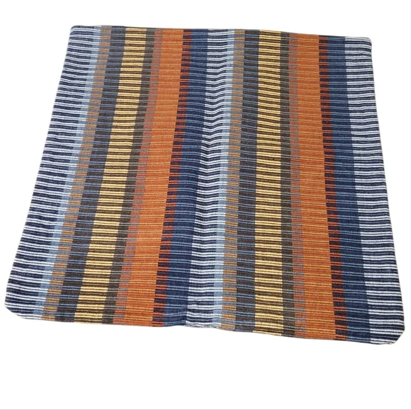 Crate & Barrel Cotton Chika Blue Striped Woven Set of 2 Pillow Covers 20x20 - Picture 2 of 10